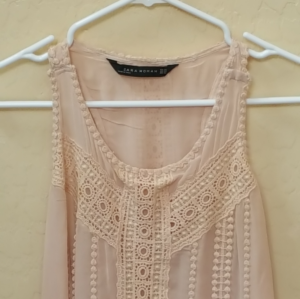 ZARA Woman Peach Tunic Dress Blouse - Picture 4 of 7